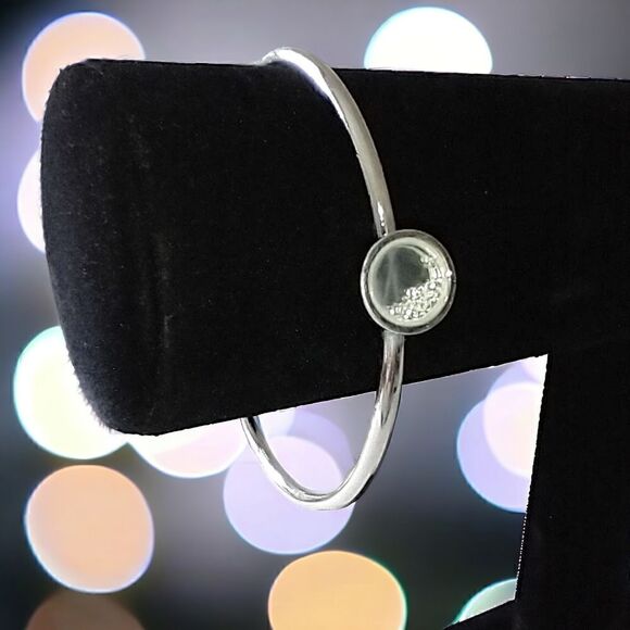 Crystal Floating Charms Locket Bracelet Bangle Silver Tone Modernist Academia. - Picture 5 of 16